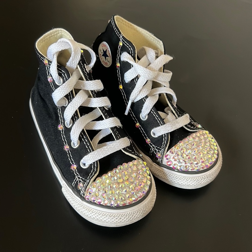 Converse: Custom blinged out Converse All Stars. High top. Kids size 9